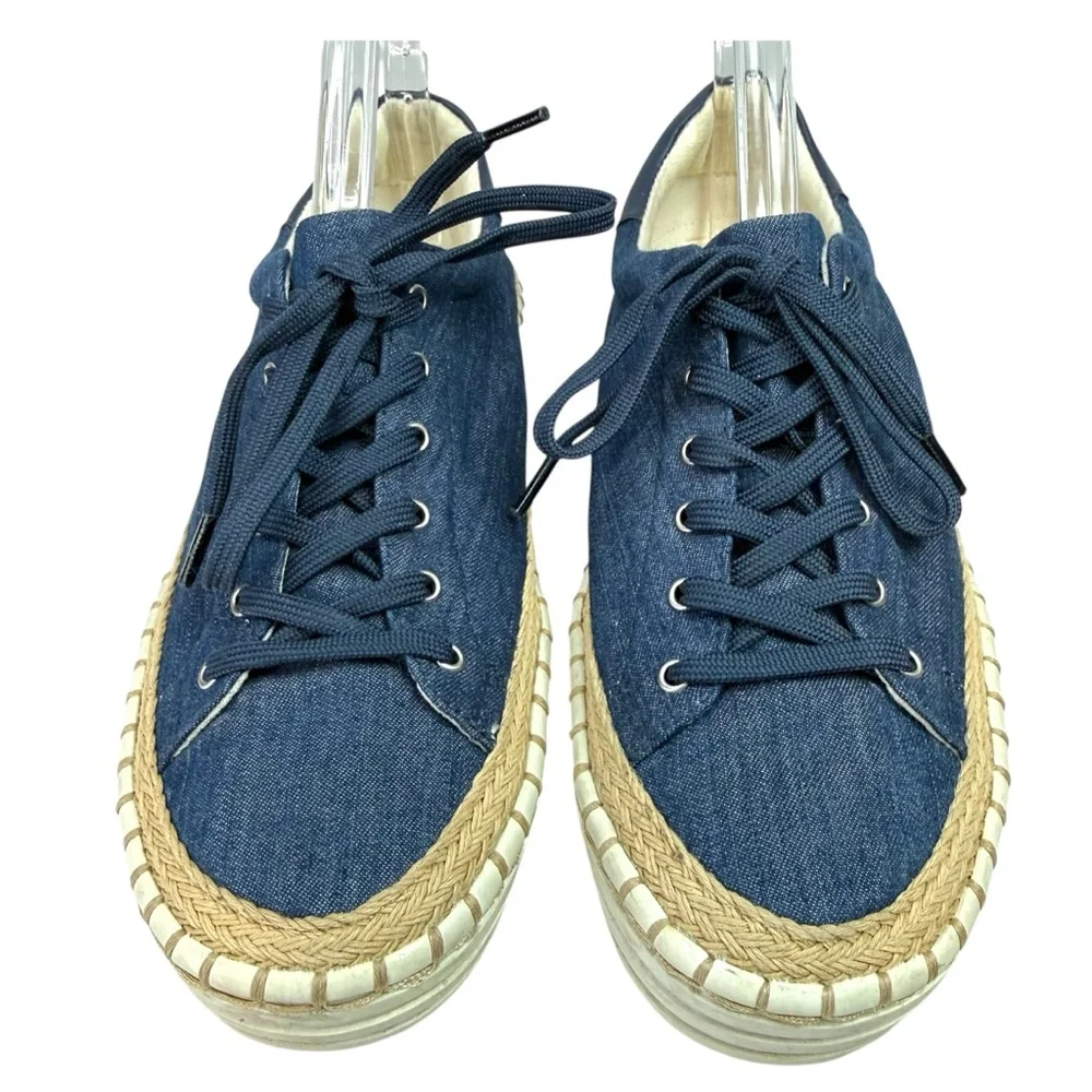 Sam Edelman Kavi Denim Platform Espadrille Sneakers Size 7.5 Coastal Y2K Retro
